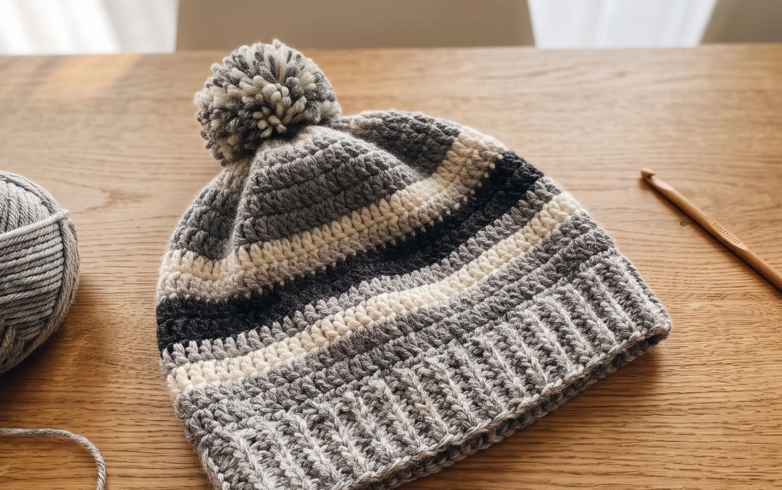 Gestreifte Slouchy Beanie häkeln: Anleitung für Anfänger