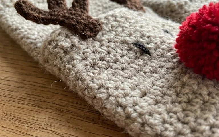 Rudolph Reindeer Slipper Socks Free Crochet Pattern and Video