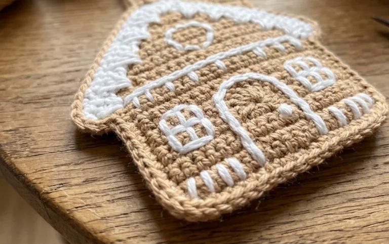 Easy Gingerbread House Crochet Ornament - Repeat Crafter Me